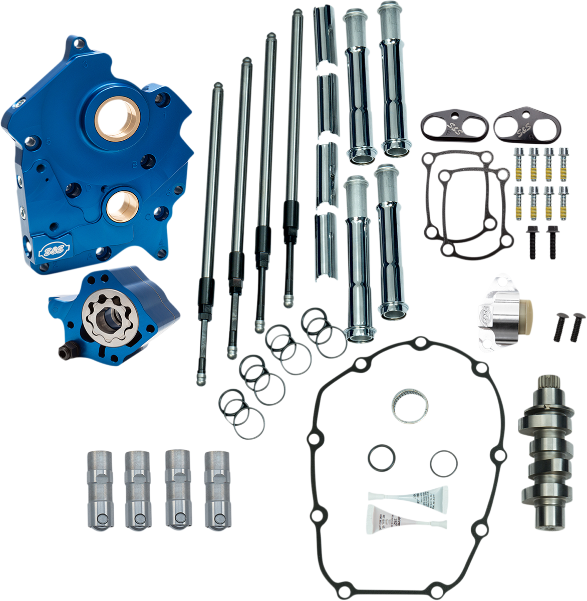 S&S Cycle Cam Chest Kit - Water Cooled - Chain Drive - 465 Cam - Chrome Pushrod Tubes - M8