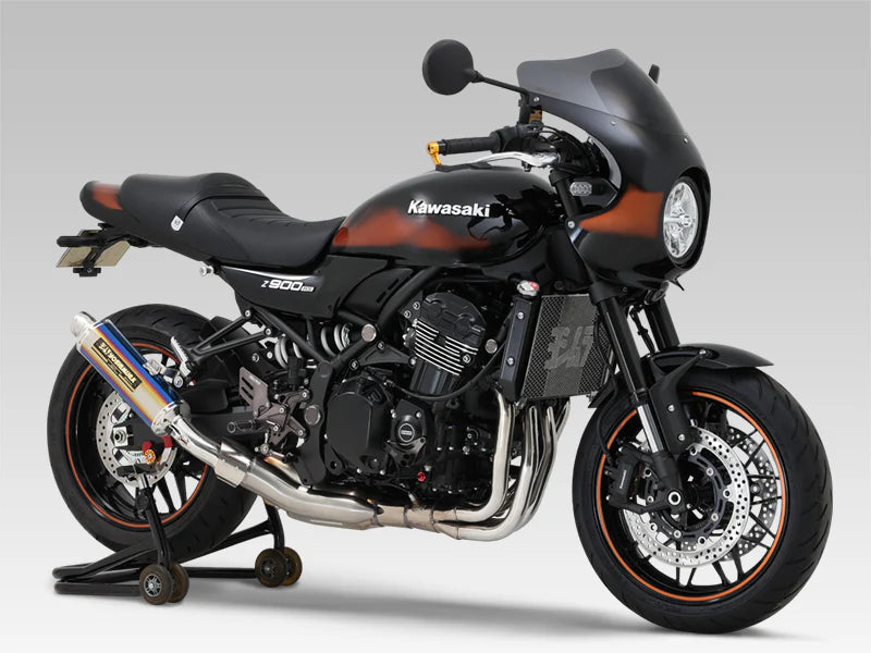 Yoshimura Z900rs/Cafe 2018-24 JMCA Brevis Stainless Slip-On W/ Titanium Blue Sleeve