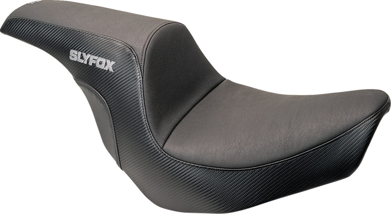 Slyfox Lowrider Drifter Seat - Gray Logo - Smooth Vinyl - Carbon Fiber - FXLR/FLSB '18-'24
