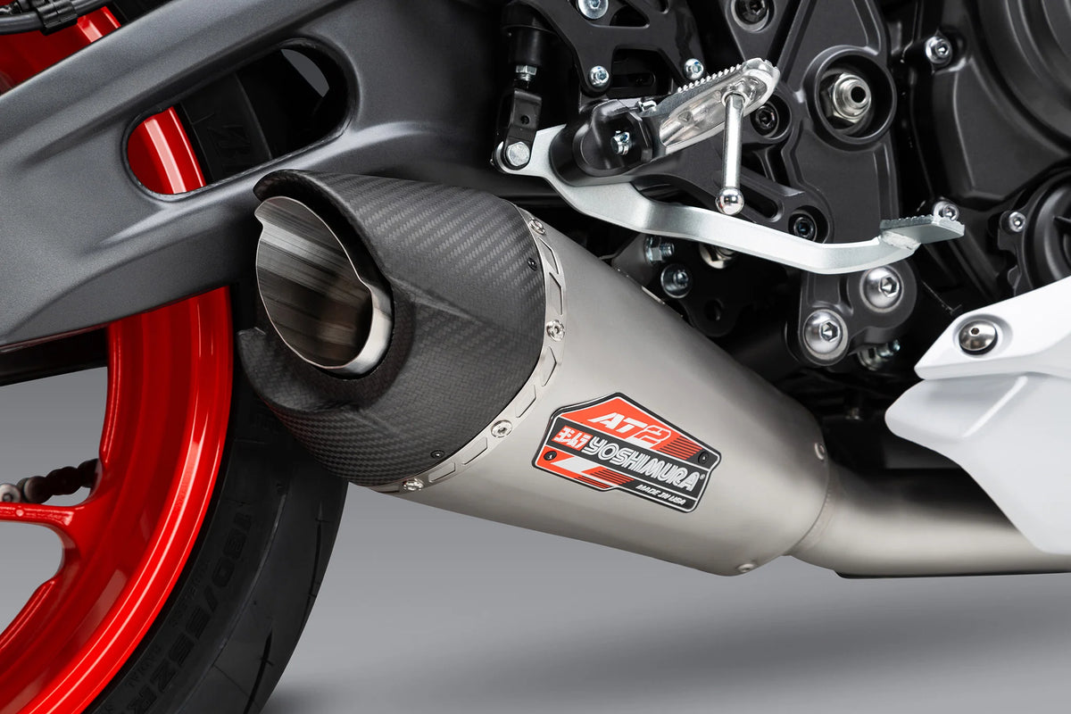 Yoshimura R7 22-26 / MT-07 17-26 Race AT2 Stainless Full Exhaust, W/ Stainless Muffler