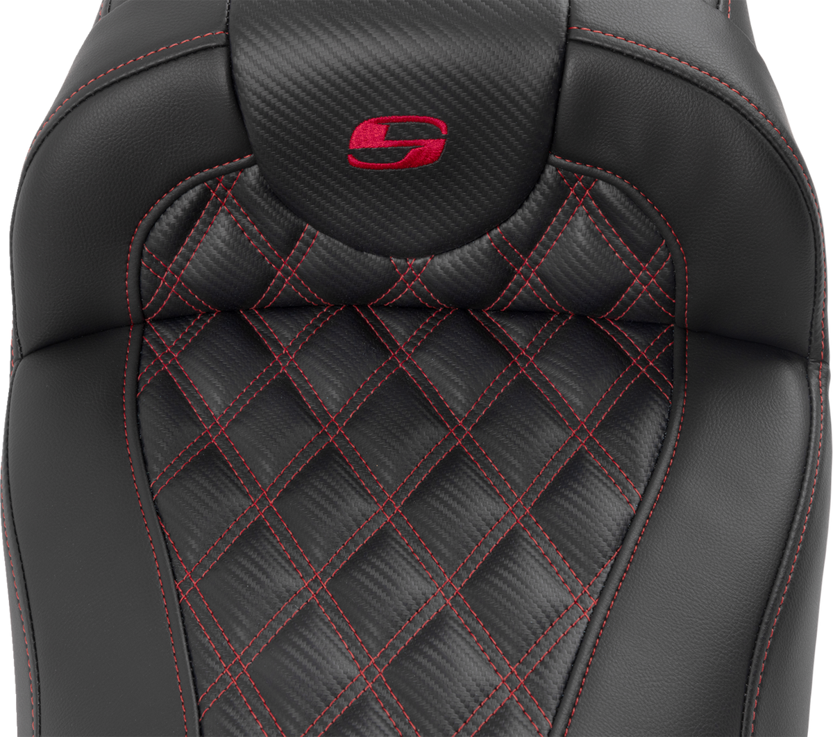 Saddlemen Roadsofa™ Extended Reach Seat - With Backrest - Lattice Stitch - Red Stitch - FLTR/FLHX '23-'24