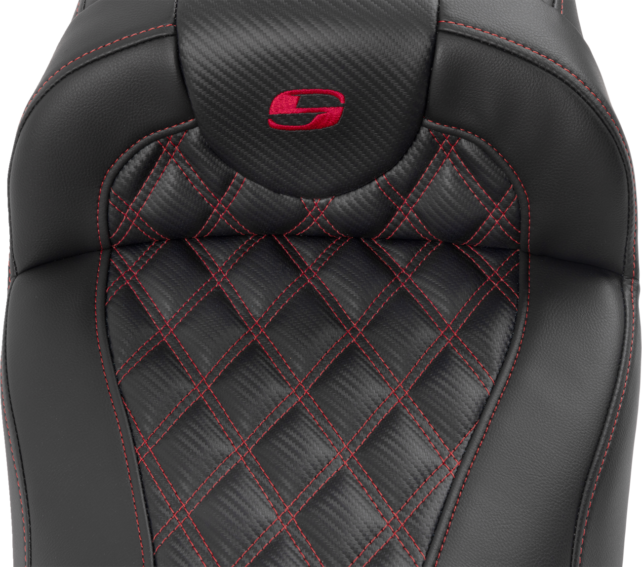 Saddlemen Roadsofa™ Extended Reach Seat - With Backrest - Lattice Stitch - Red Stitch - FLTR/FLHX '23-'24