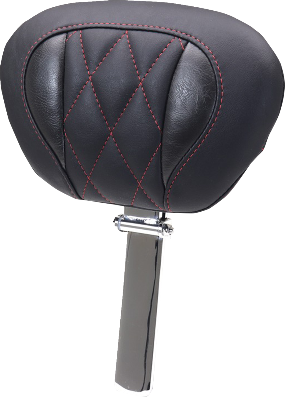 Mustang Deluxe Driver Backrest - Diamond - Dark Cherry Stitching - FLT/FLH '23-'25