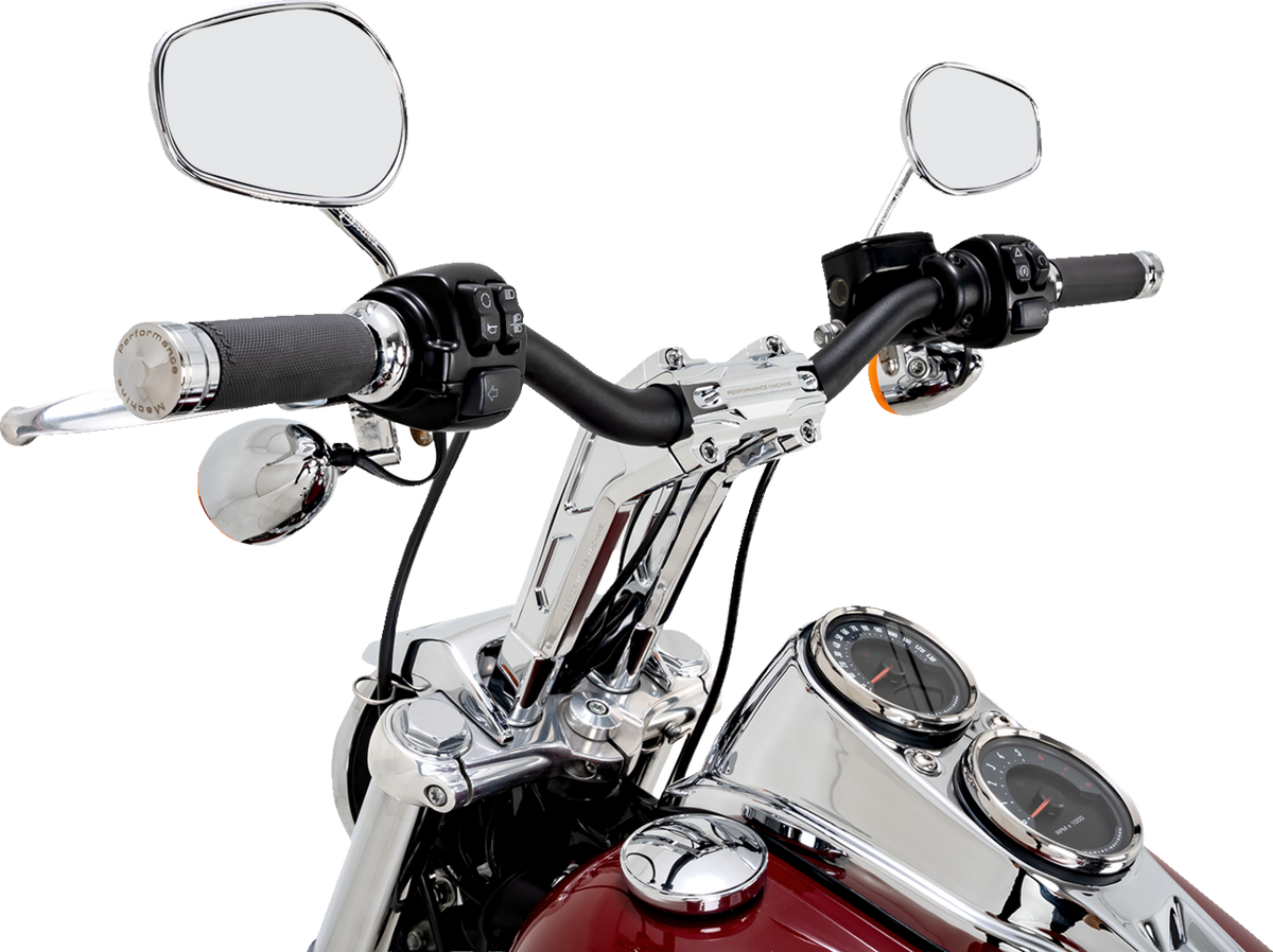 Performance Machine (PM) Phatbar & Riser Kit - Internal Wiring - 9" - Chrome