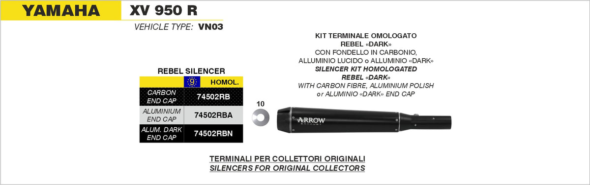 74502RBA Rebel Slip On With Aluminium Polish End Cap