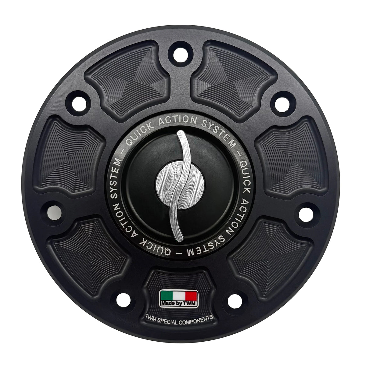 TWM CNC Aluminum Gas Cap / Fuel Cap with Silver Center Cap for Kawasaki Motorcycles