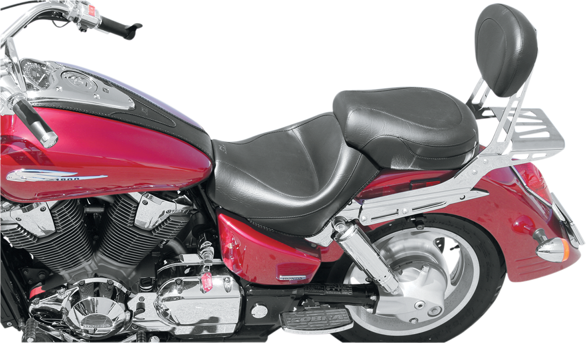 Mustang Seat - Vintage - Wide - Touring - Without Driver Backrest - Two-Piece - Smooth - Black