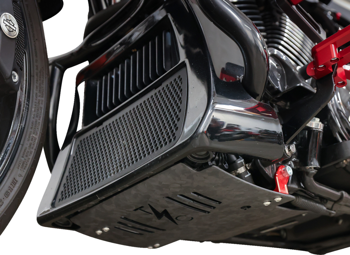 Thrashin Supply CO. Skid Plate - Carbon Fiber/Forged - With Red Brackets - FLHX/FLTRX