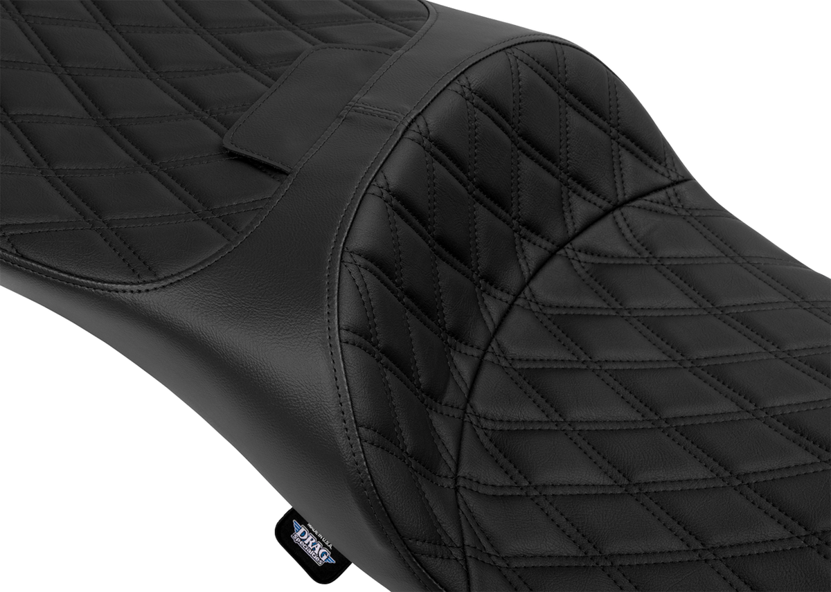 Drag Specialties Seats Extended Reach Freedom Seat - Vinyl - Double Diamond - Black Stitch - FLT/FLH '09-'25