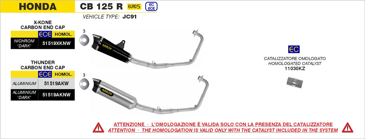 Arrow 51519AKNW Full System With Thunder Aluminium Dark Slip Ons