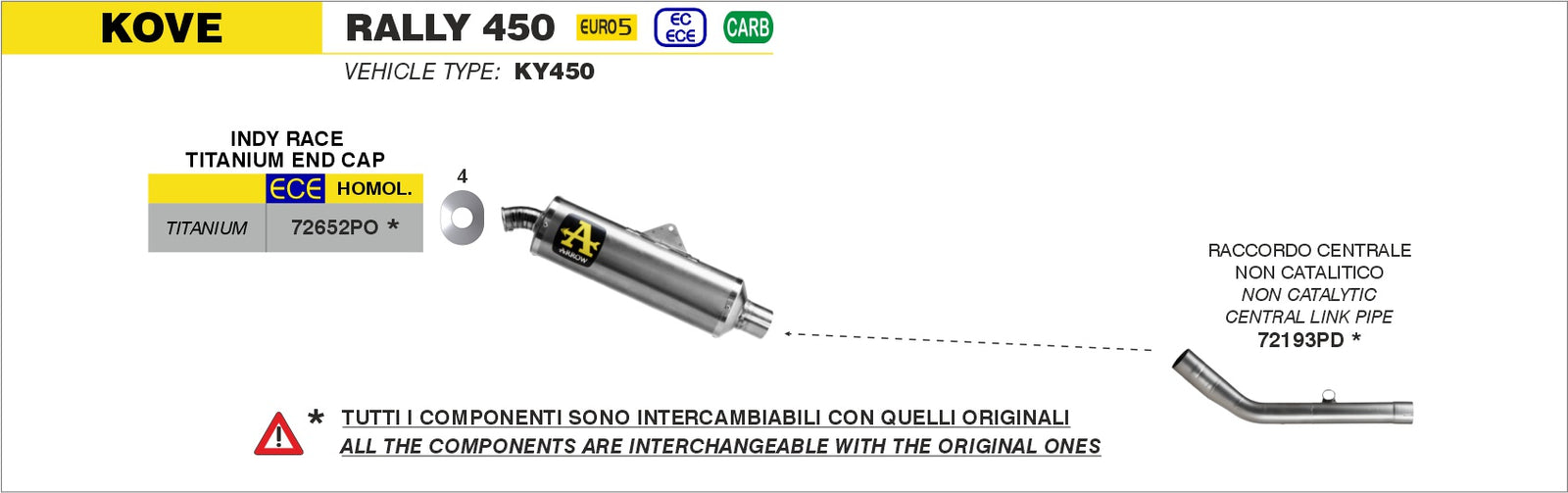 Arrow 72193PD Non Catalized Mid-Pipe