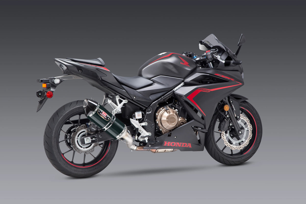 Yoshimura CBR500R 16-25 R-77 Stainless Slip-On Exhaust, W/ Carbon Fiber Muffler