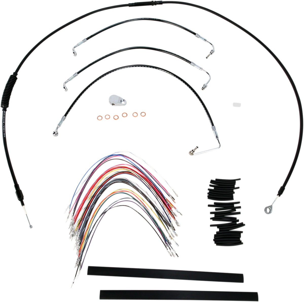 Burly Brand Complete Black Vinyl Handlebar Cable/Line Kit For Ape Hangers - 13" - '08-'13 FLH