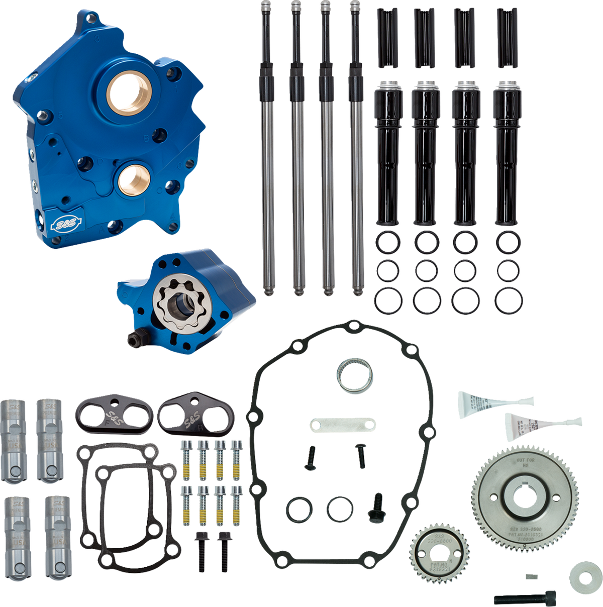S&amp;S Cycle Cam Chest Kit Without Cams - Gear Drive - Oil Cooled - Black Pushrods - M8
