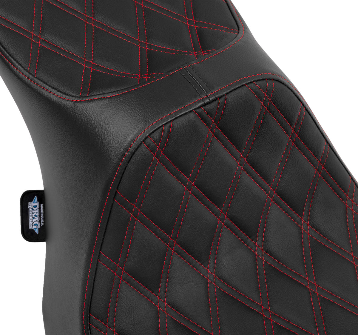 Drag Specialties Seats Predator III 2-Up Seat - Vinyl - Double Diamond - Red Stitching - FLT/FLH '23-'24