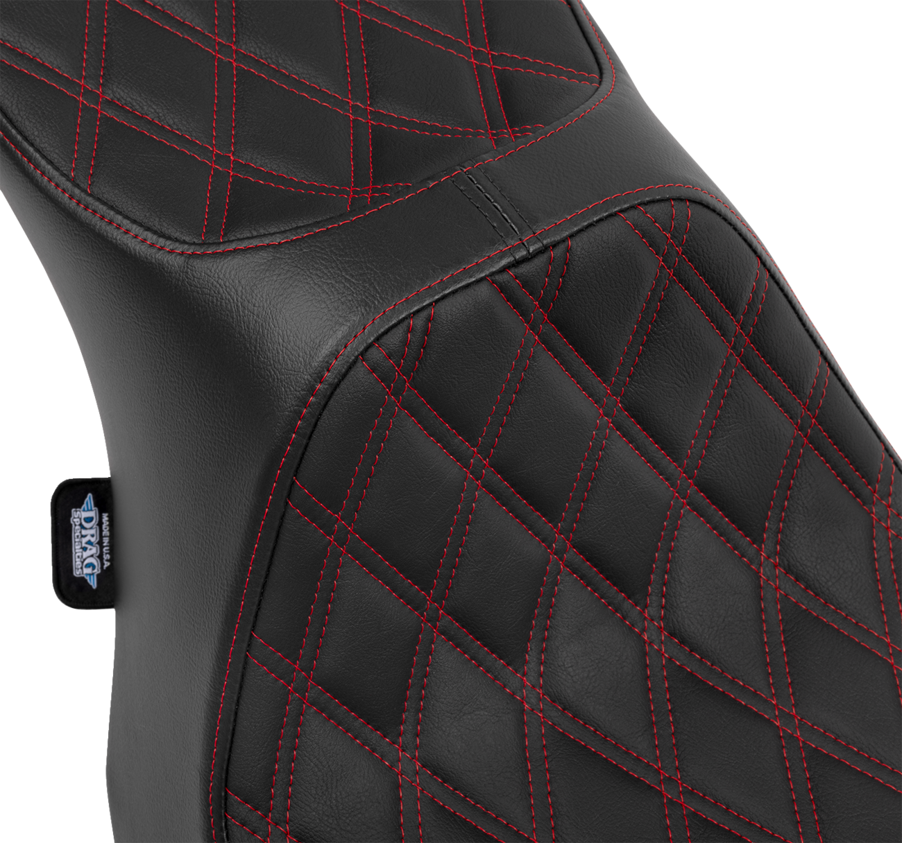 Drag Specialties Seats Predator III 2-Up Seat - Vinyl - Double Diamond - Red Stitching - FLT/FLH '23-'24