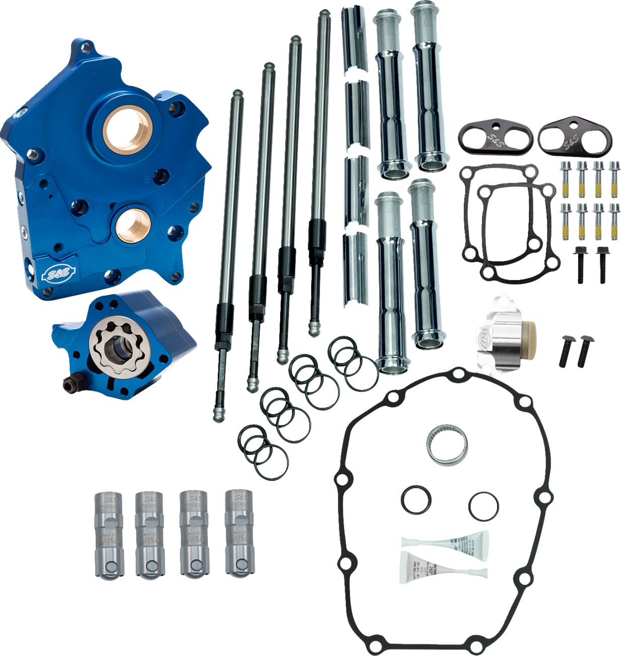 S&S Cycle Cam Chest - Oil Cooled - Chain Drive - Chrome Pushrod Tubes - M8