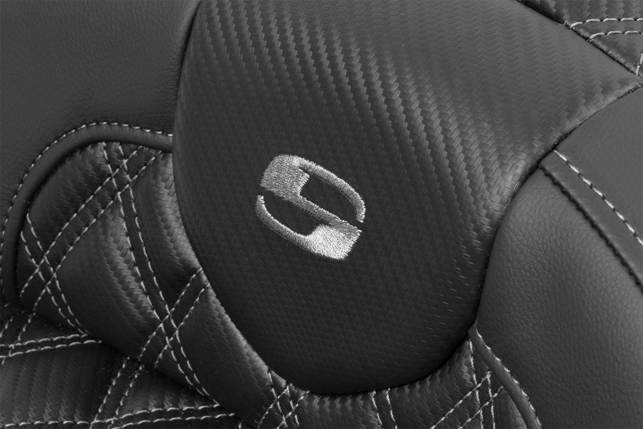 Saddlemen Roadsofa™ Extended Reach Seat - Without Backrest - Lattice Stitch - Gray Stitch - FLTR/FLHX '23-'24