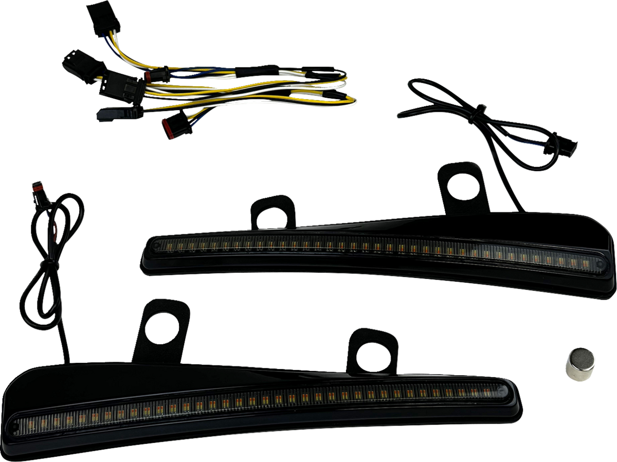Custom Dynamics Windshield Trim - LED - Turn Signal - Black - Smoke Lens