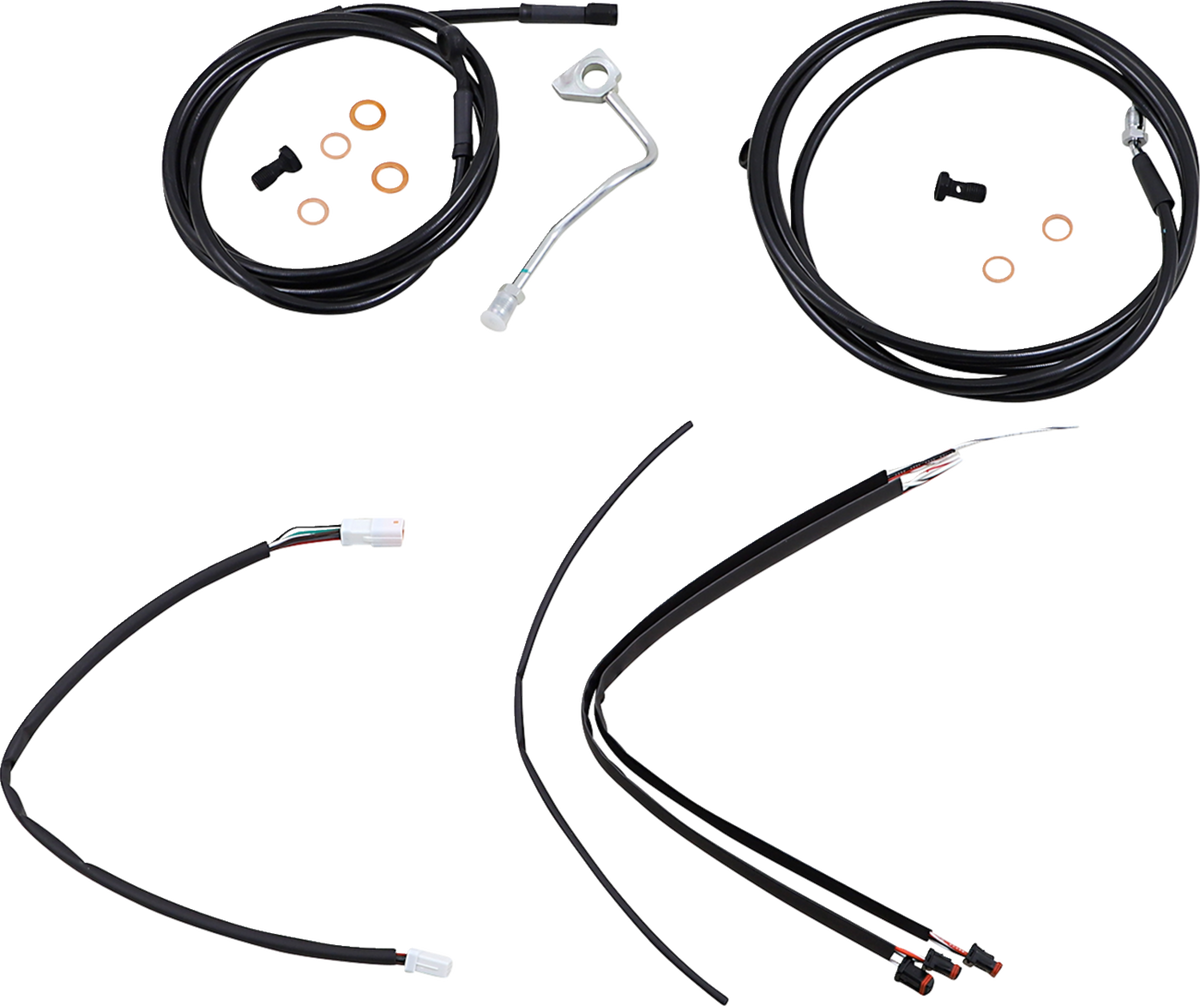 Burly Brand Complete Black Vinyl Handlebar Cable/Line Kit For Ape Hangers - 18" - ABS - '17-'20 Touring