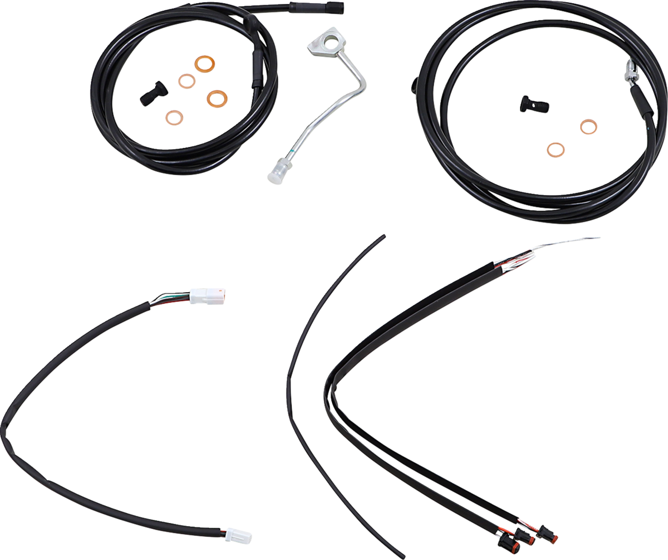 Burly Brand Complete Black Vinyl Handlebar Cable/Line Kit For Ape Hangers - 18" - ABS - '17-'20 Touring