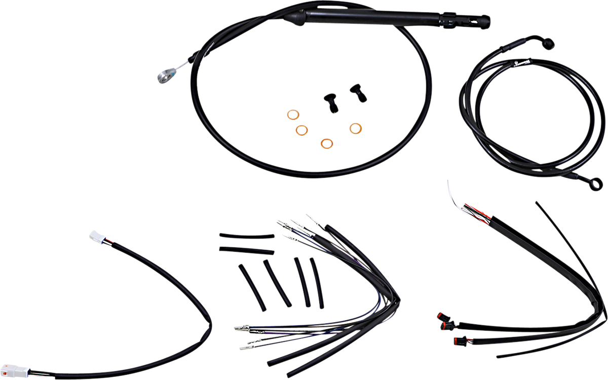 Burly Brand Handlebar Cable/Brake Line Kit For Burly Ape Handlebars - 14" Gorilla - FLSL - Black
