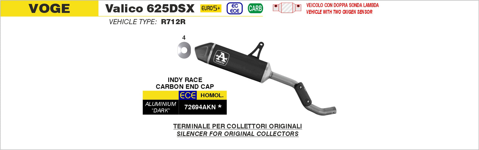 72694AKN Indy Race Aluminium Dark Slip On With Carbon End Cap