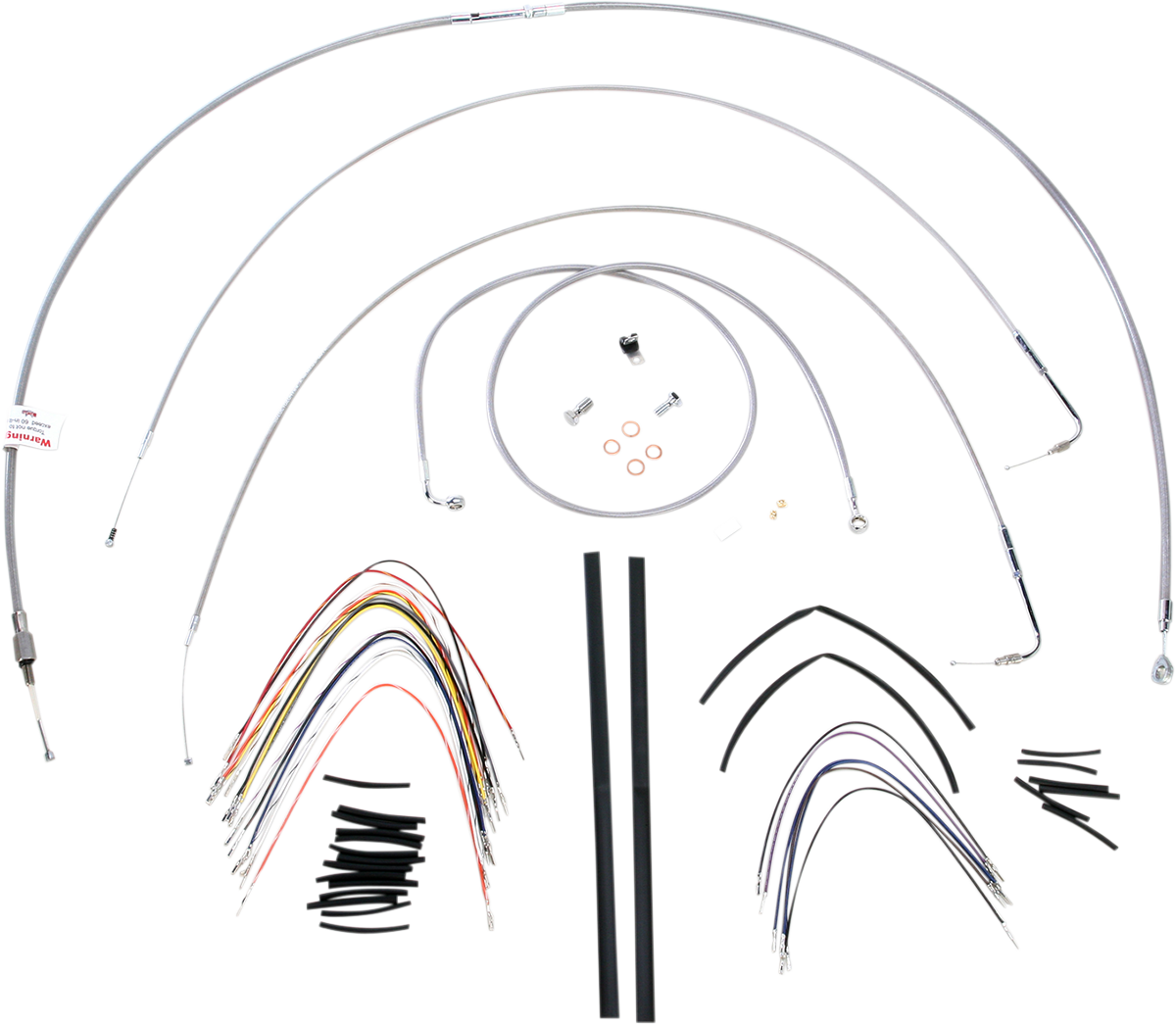 Burly Brand Complete Stainless Braided Handlebar Cable/Brake Line Kit - 18" Ape Hangers - '07-'10 FXST