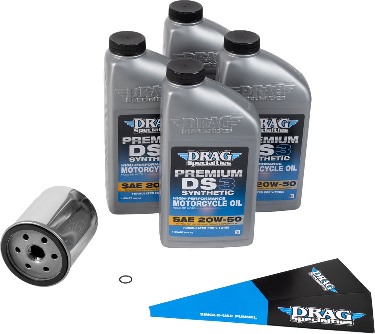 Drag Specialties Oil Full Synthetic Oil Change Kit - 20W50 - EVO-XL - Chrome Filter