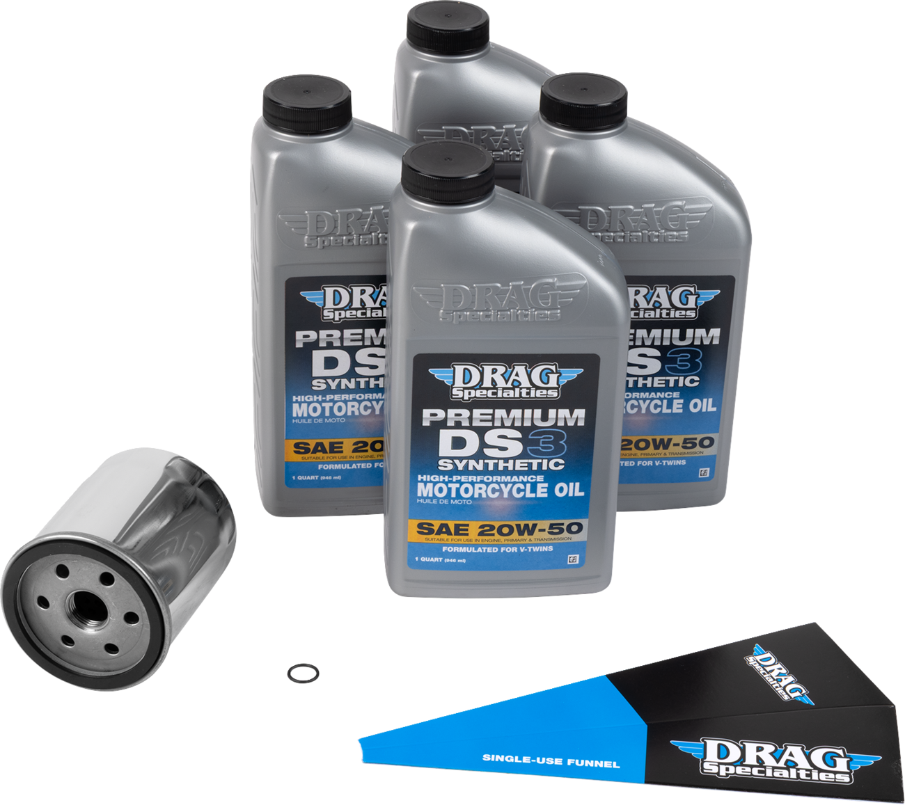 Drag Specialties Oil Full Synthetic Oil Change Kit - 20W50 - EVO-XL - Chrome Filter