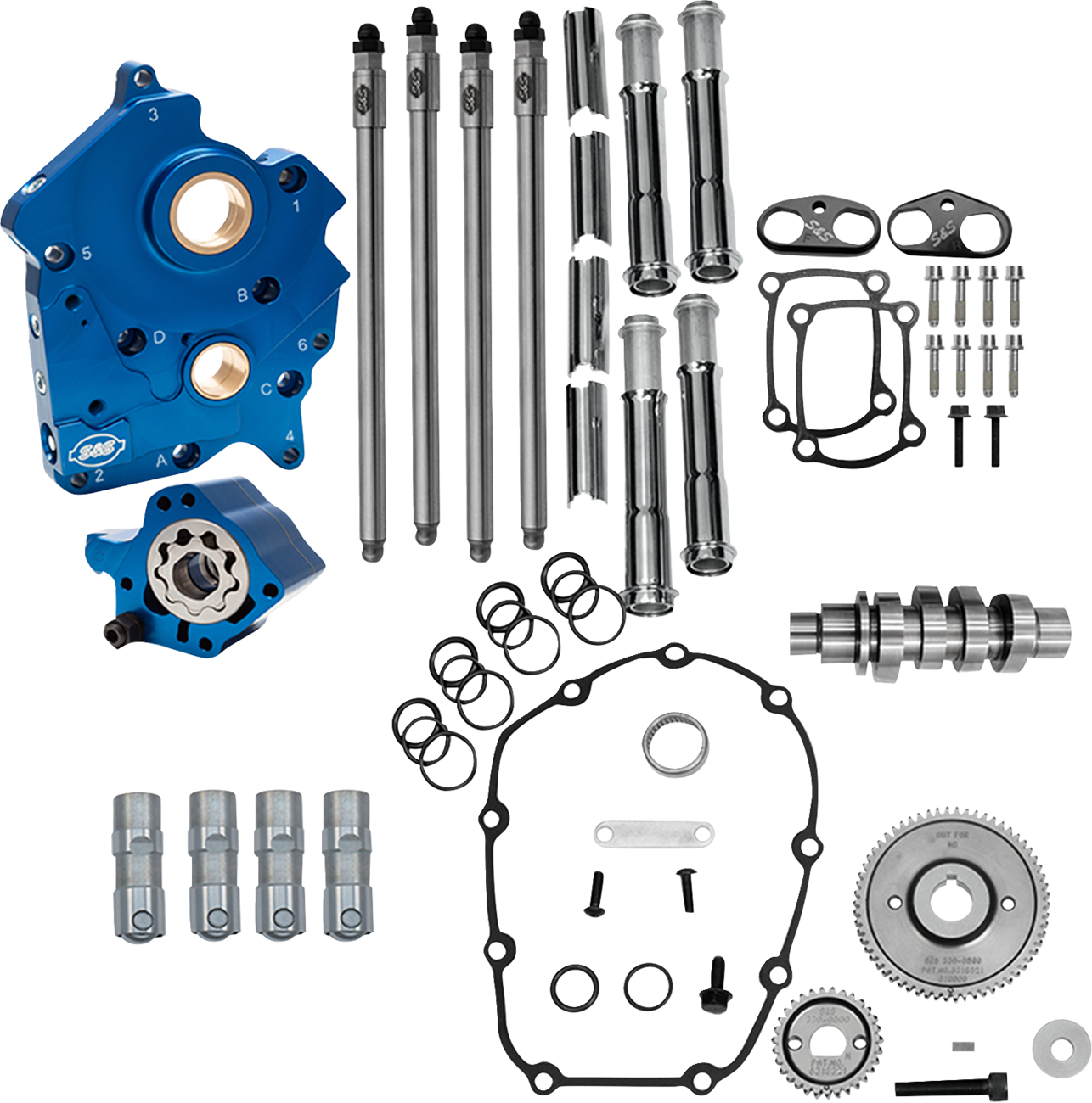 S&S Cycle Cam Chest Kit - Water Cooled - Gear Drive - 496 Cam - Chrome Pushrod Tubes - M8