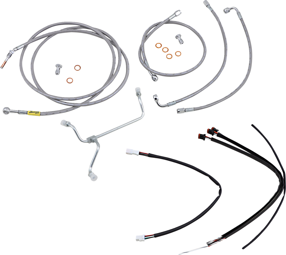Burly Brand Complete Stainless Braided Handlebar Cable/Brake Line Kit - 15" Ape Hangers - '17-'20 FLH