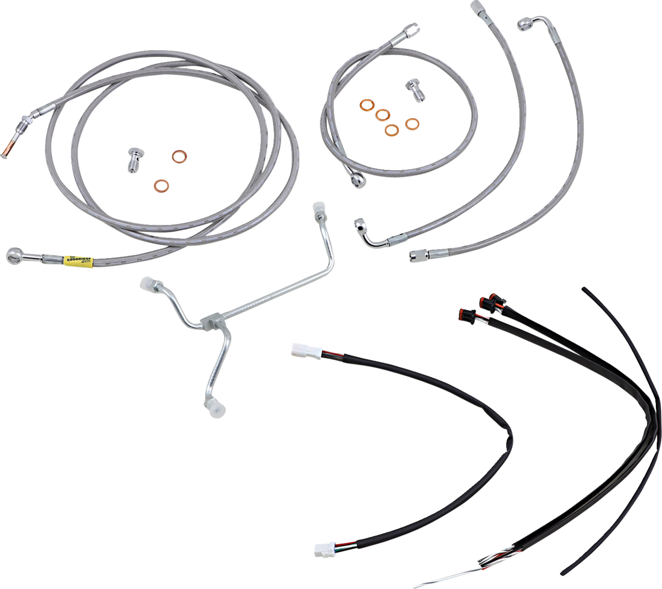 Burly Brand Complete Stainless Braided Handlebar Cable/Brake Line Kit - 15" Ape Hangers - '17-'20 FLH