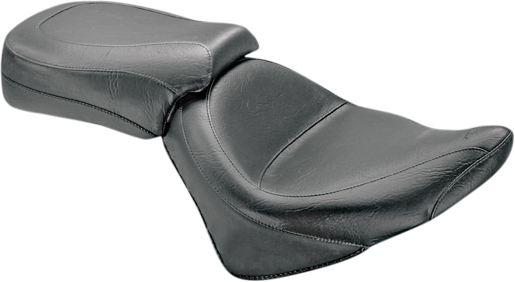 Mustang Seat - Vintage - Wide - Touring - Without Driver Backrest - Two-Piece - Smooth - Black - Vegas