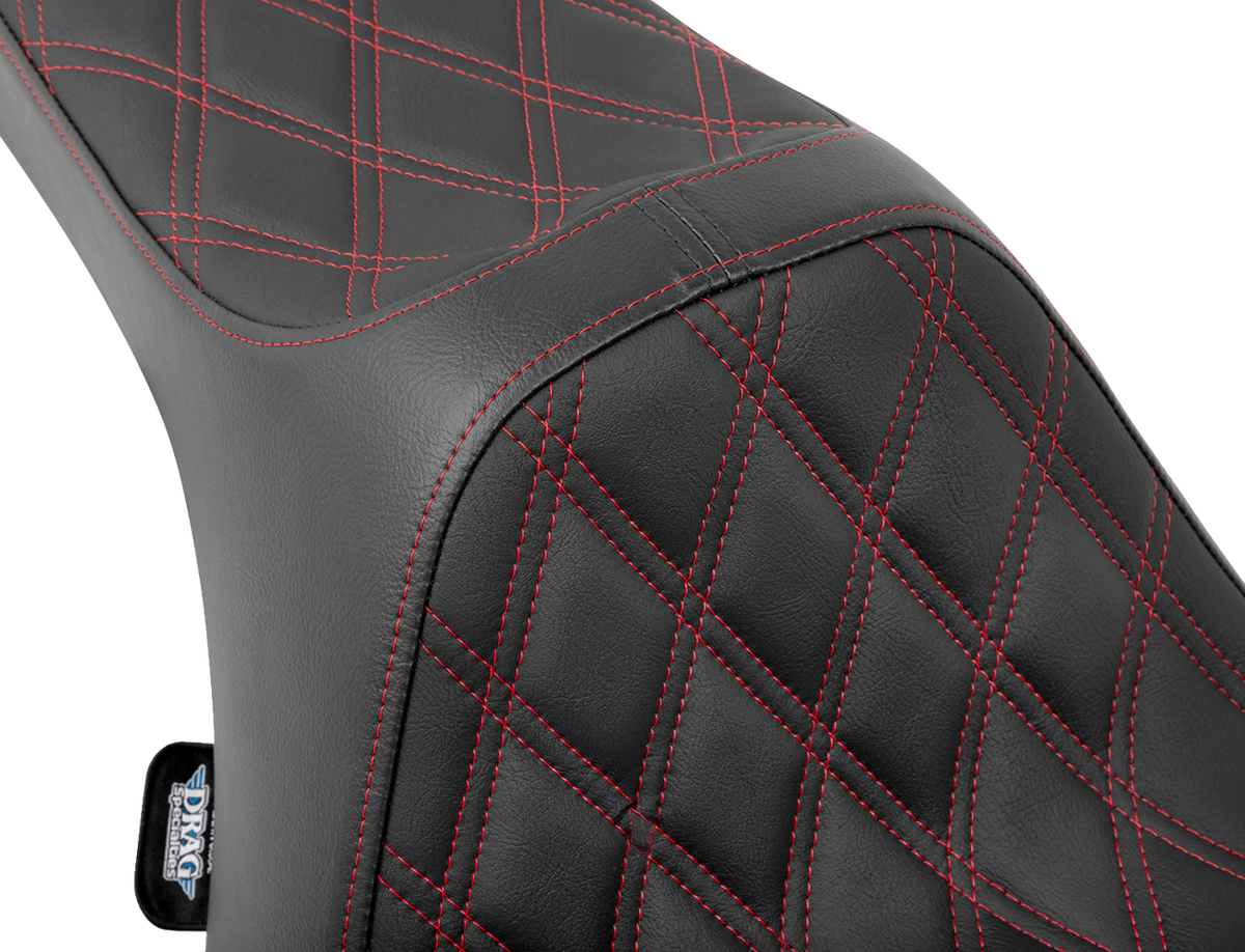 Drag Specialties Seats Predator III Seat - Double Diamond - Red Stitched - FLT/FLH '23-'24