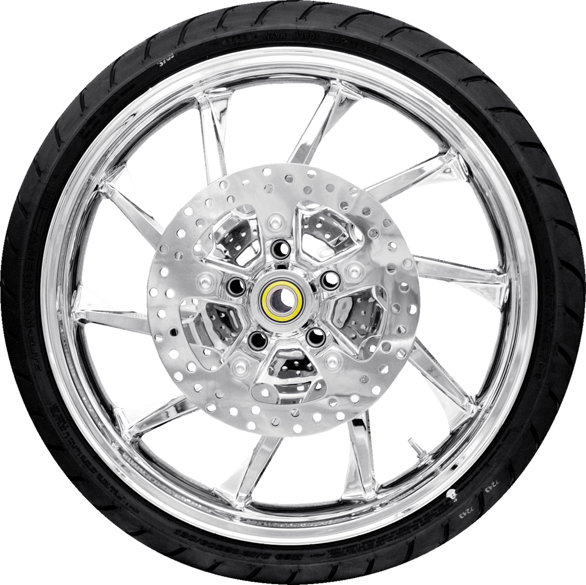 Coastal Moto Hurricane Front Wheel - Chrome (21") | Rotors (11.8") | Dunlop AE2 Tire (130/60b21)