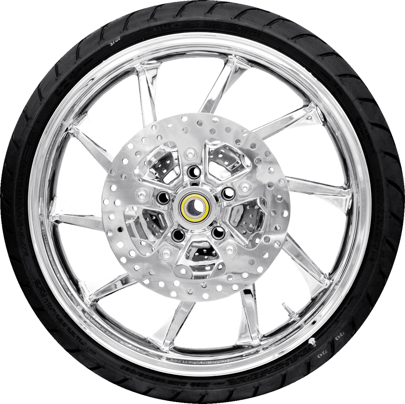 Coastal Moto Hurricane Front Wheel - Chrome (21") | Rotors (11.8") | Dunlop AE2 Tire (130/60b21)