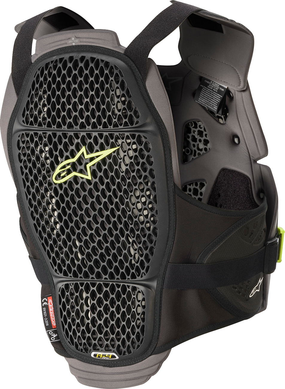 Alpinestars A-4 Max Chest Guard - Black/Anthracite/Yellow Fluo - XS/S