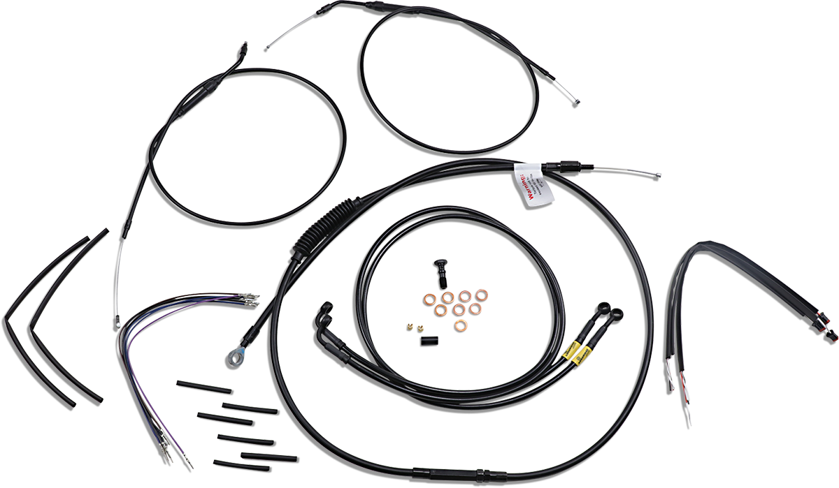 Burly Brand Jail Bar Cable Kit - 14" Handlebars - Black Vinyl - '12-'17 Dyna