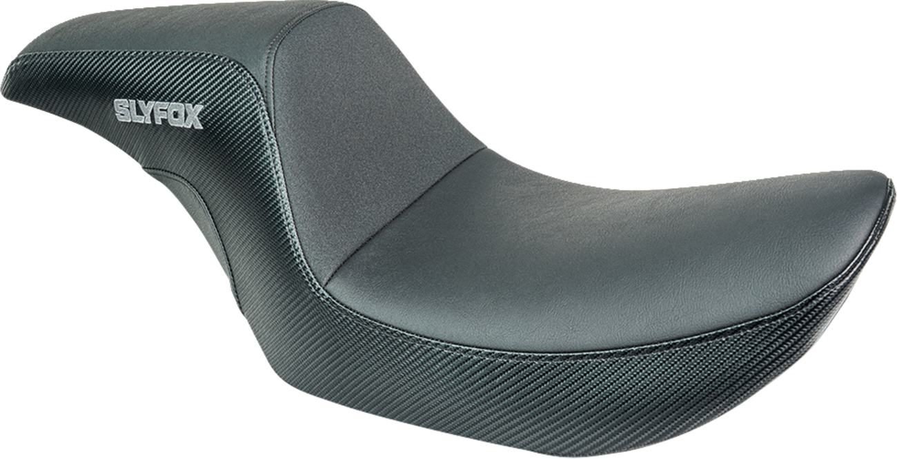 Slyfox Drifter Seat - Gray Logo - Black Vinyl - Smooth - FXR '82-'00