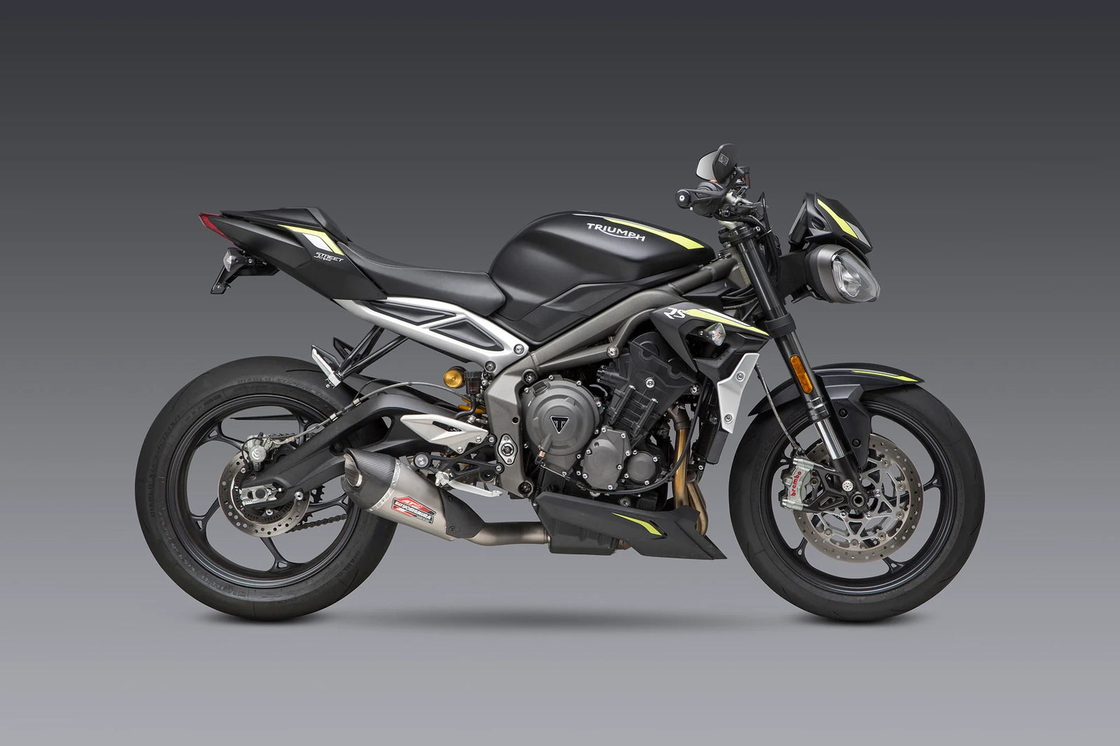 Yoshimura STREET TRIPLE 18-23 AT2 Stainless Slip-On Exhaust, W/ Stainless Muffler