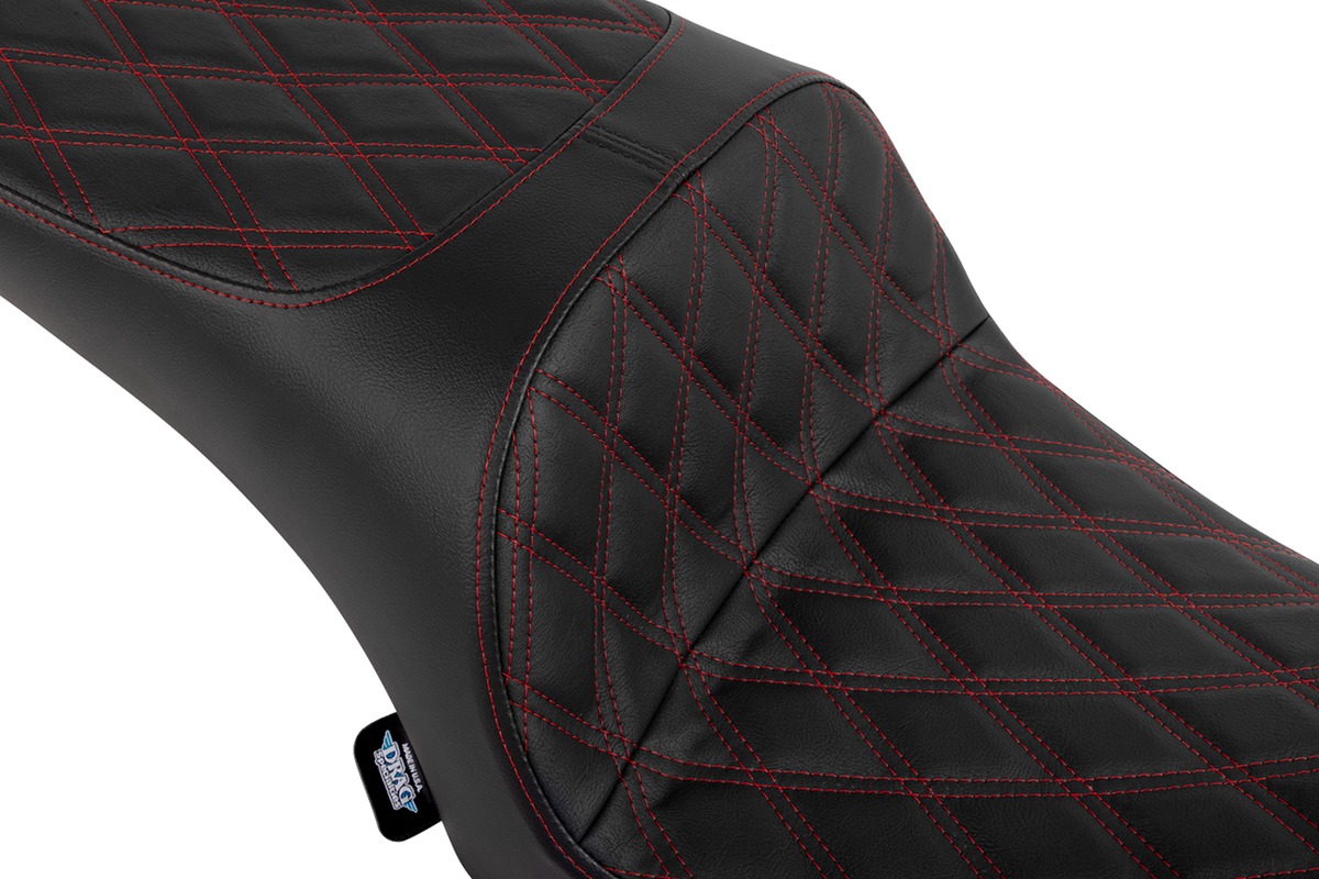 Drag Specialties Seats Freedom Seat - Vinyl - Double Diamond Red Stitch - Challenger '20-'25/Chieftain '25