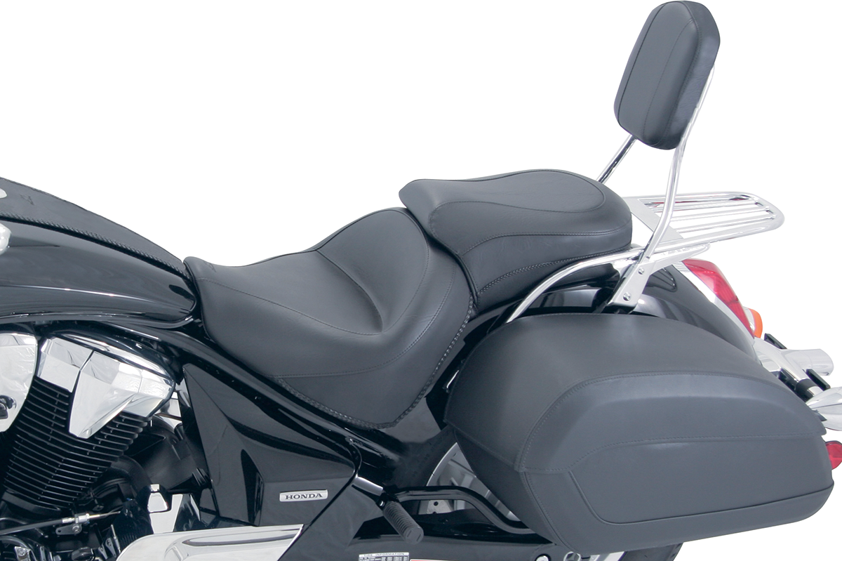 Mustang Seat - Vintage - Wide - Touring - Without Driver Backrest - One-Piece - Smooth - Black