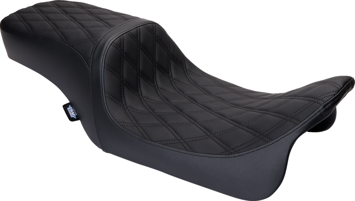 Drag Specialties Seats Predator 2-Up Seat - Vinyl - Double Diamond Black Stitch - W/O Backrest - FL '08-'23