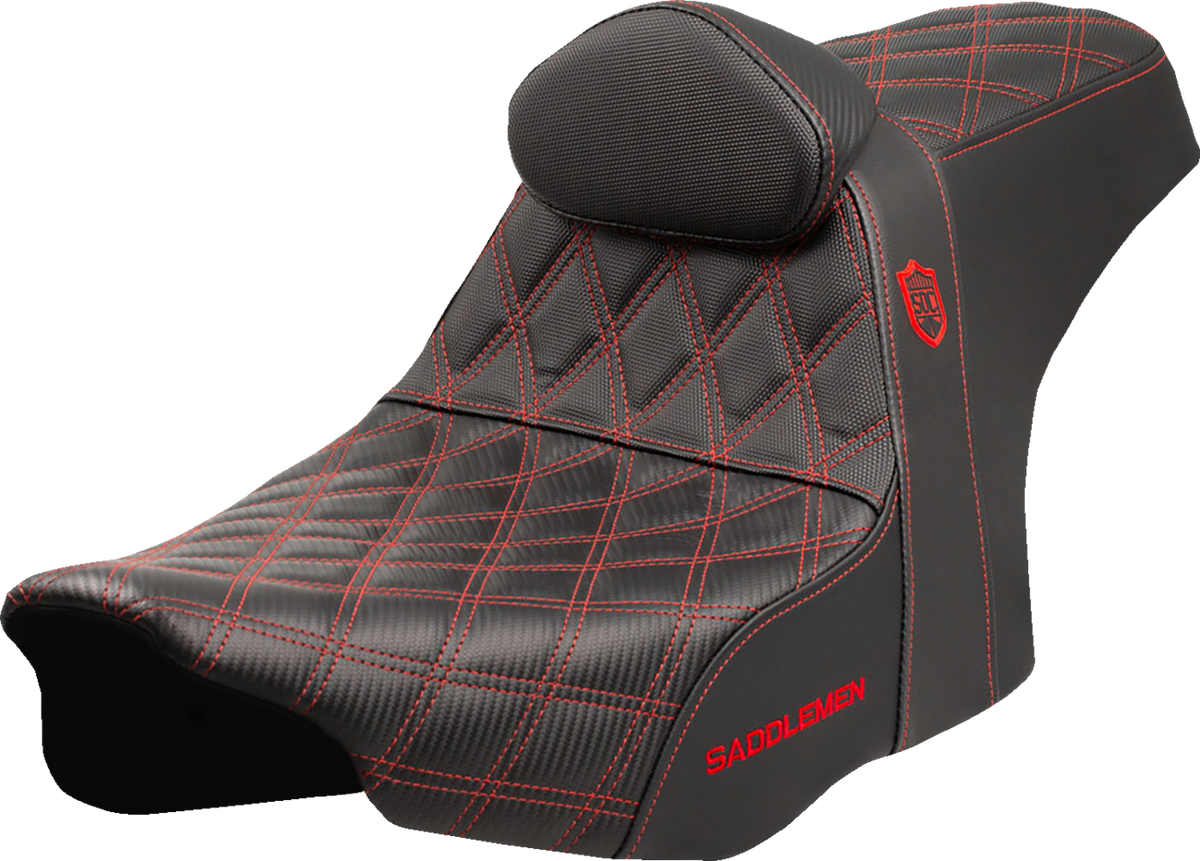 Saddlemen Pro Series SDC Performance Seat - Red Stitching - W/ Backrest - FLT/FLH '23-'25