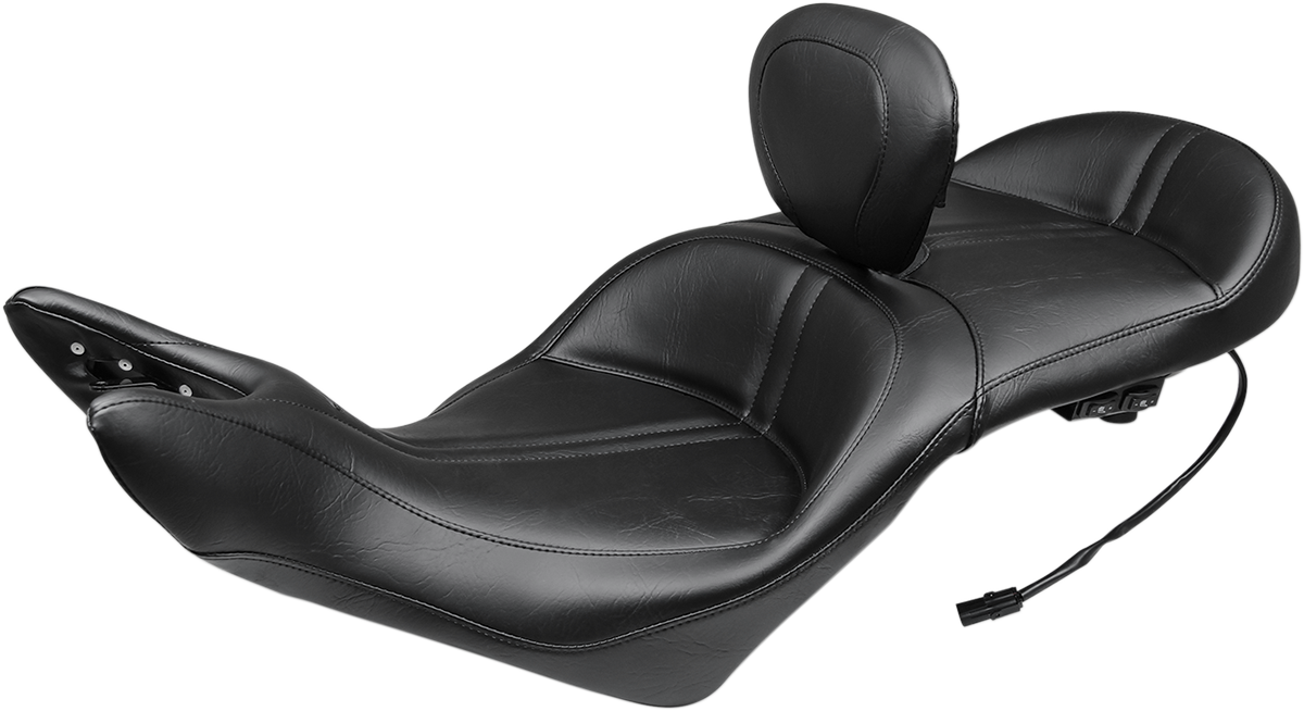 Mustang One-Piece Touring Seat - Heated - W/ Driver Backrest - Black
