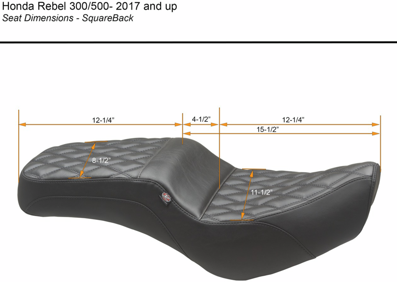 Mustang Squareback Seat - Black - Double Diamond - Rebel 300/500 '17-'23