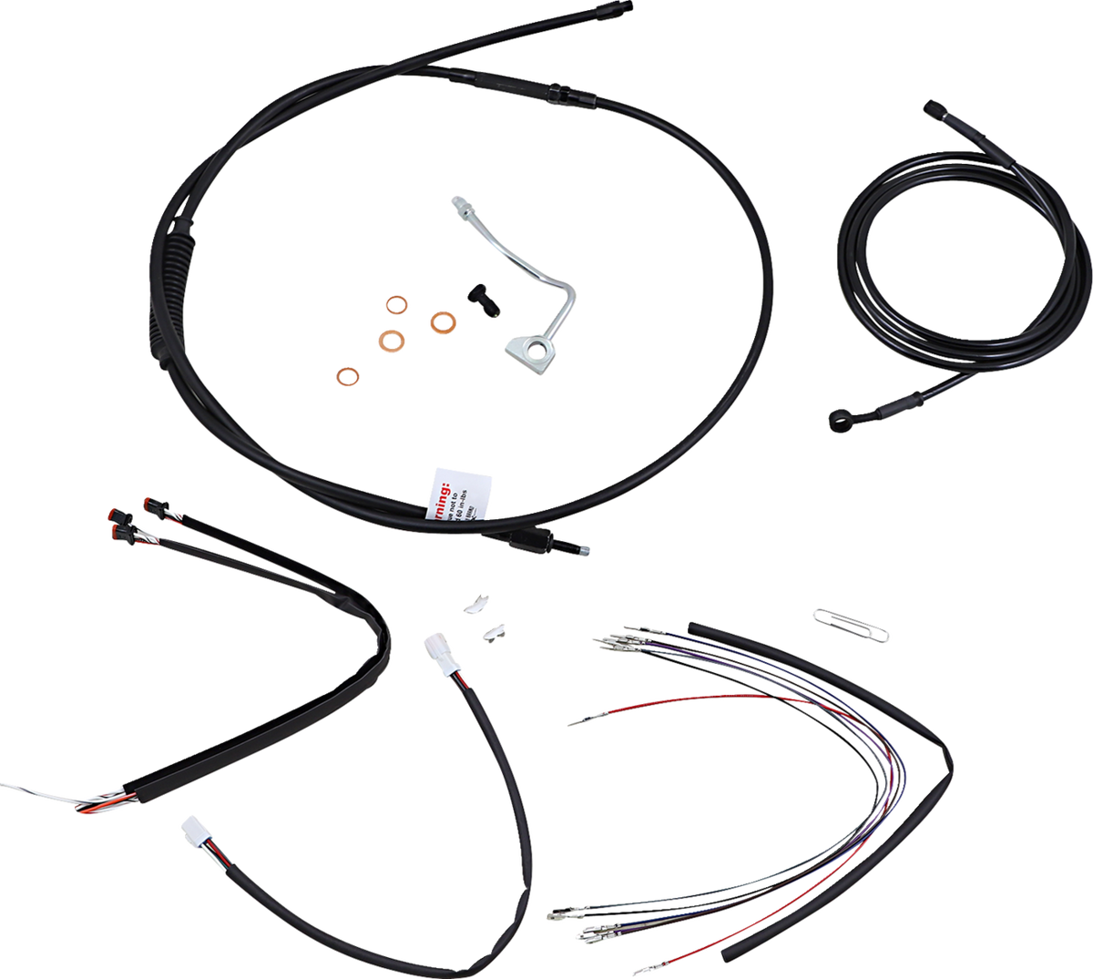 Burly Brand Complete Black Vinyl Handlebar Cable/Line Kit For Ape Hangers - 18" - '15-'16 FLTR