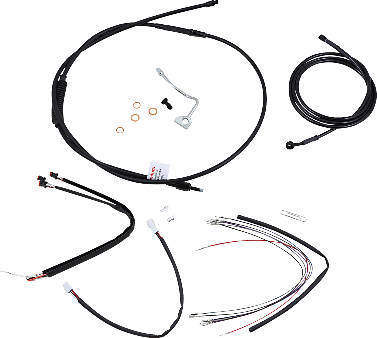 Burly Brand Complete Black Vinyl Handlebar Cable/Line Kit For Ape Hangers - 16" - ABS - '14-'16 FLHR
