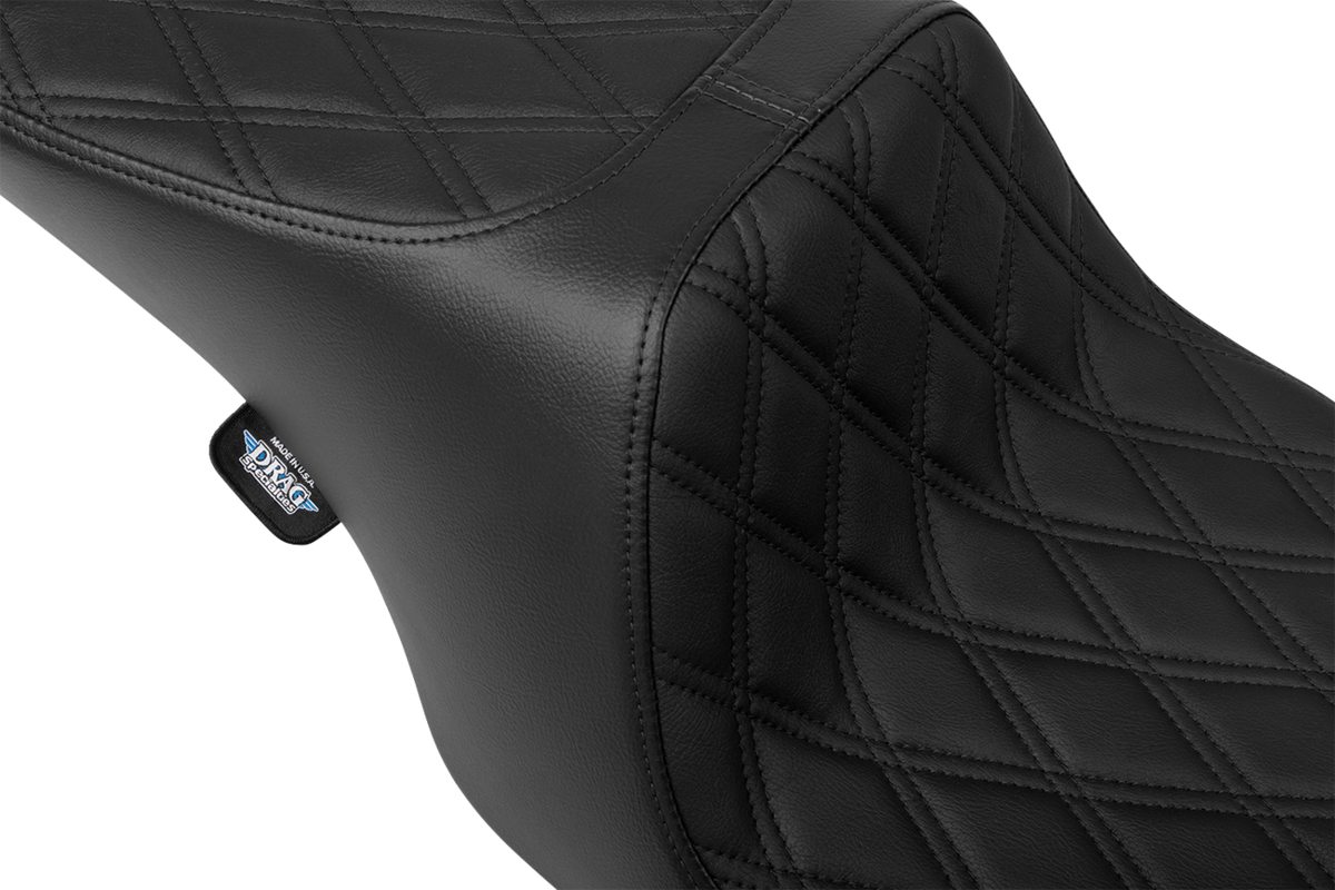 Drag Specialties Seats Predator 2-Up Seat - Vinyl - Double Diamond - Black Stitching- W/O Backrest - FL '97-'07